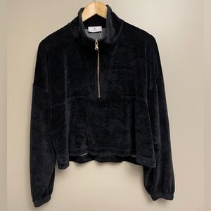 Gil Rodriguez Velour Quarter Zip Sweater Black XS